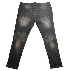 Fashion Jeans Mens 40x30 Black Denim Pants Slim Fit Bee Stripe Designer Style